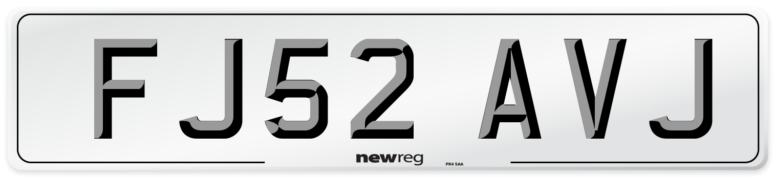 FJ52 AVJ Number Plate from New Reg